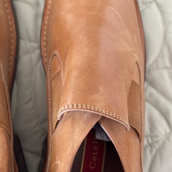 Men’s Size 13M Cole Haan Tan slip-on with wood trim and rubber sole - Picture 6 of 10
